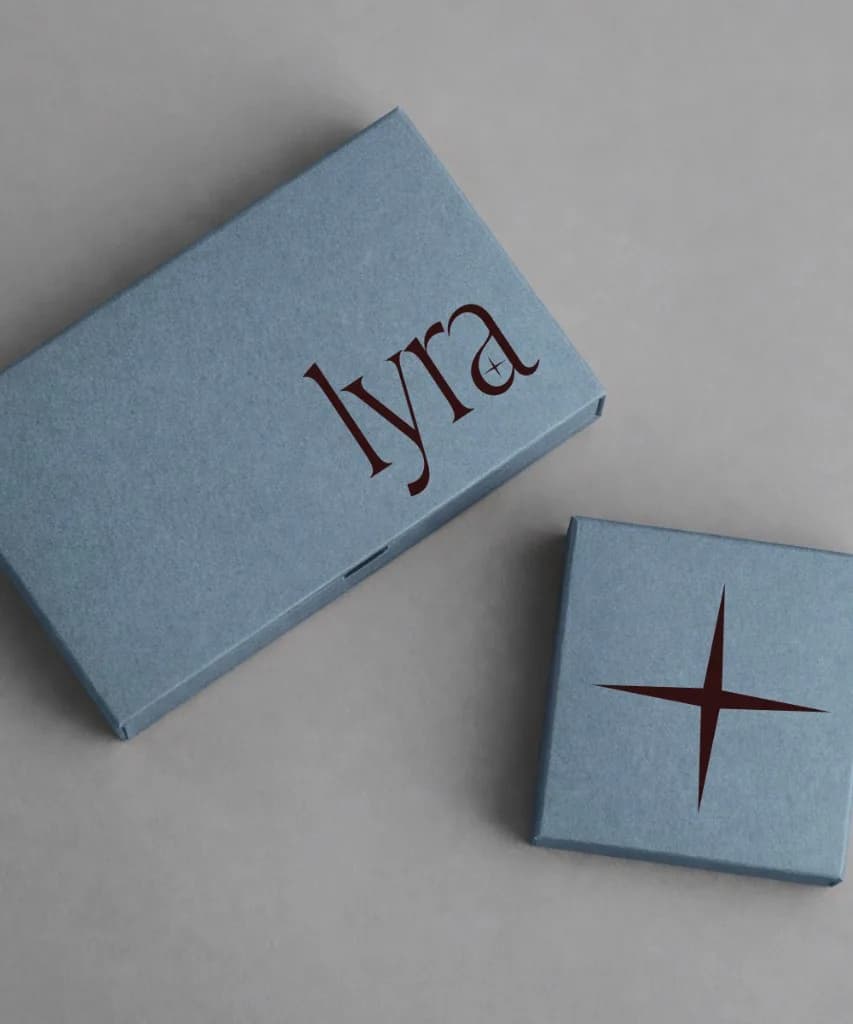 Lyra jewellery packaging in soft blue