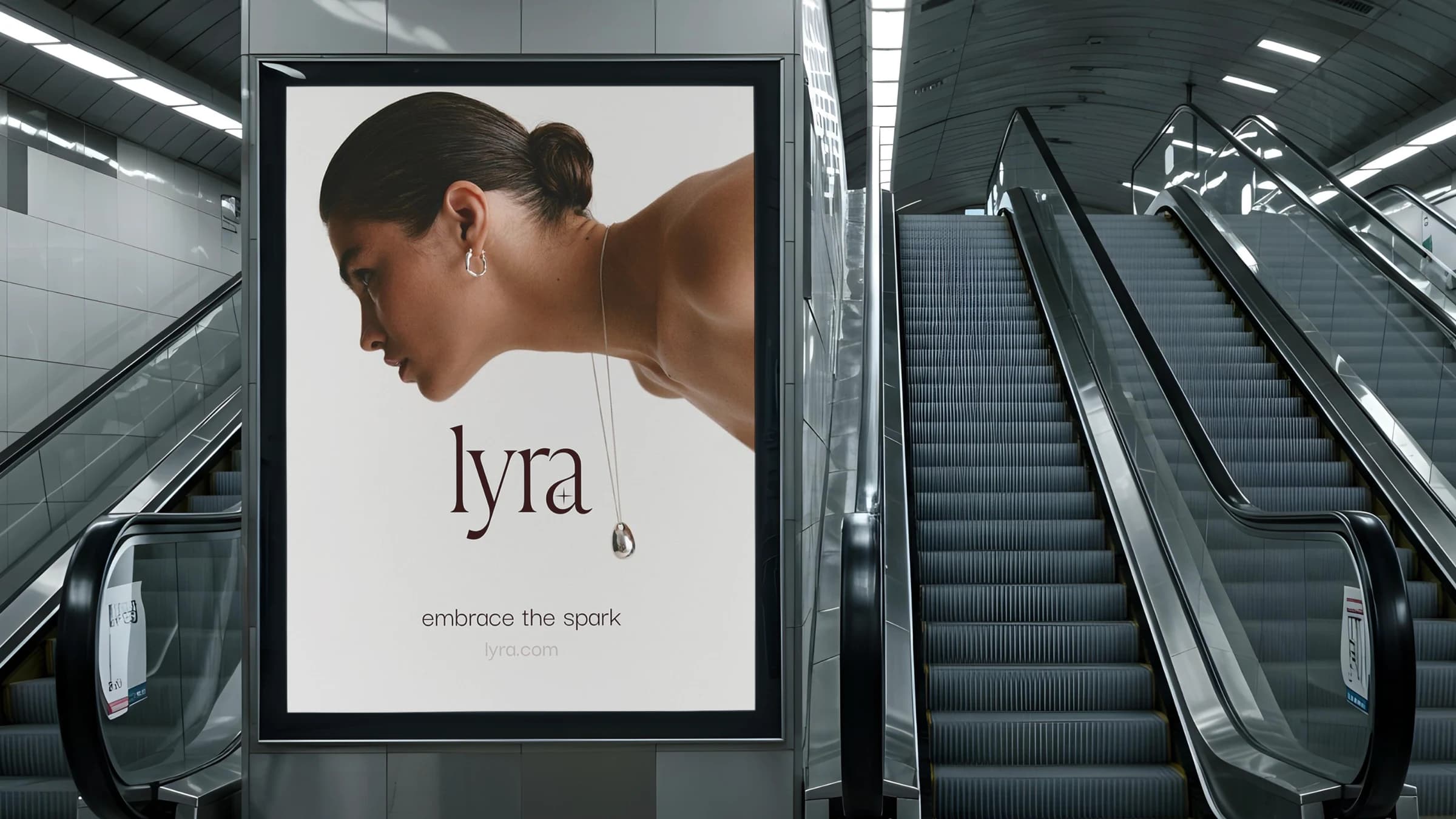 Lyra jewellery campaign on a station billboard