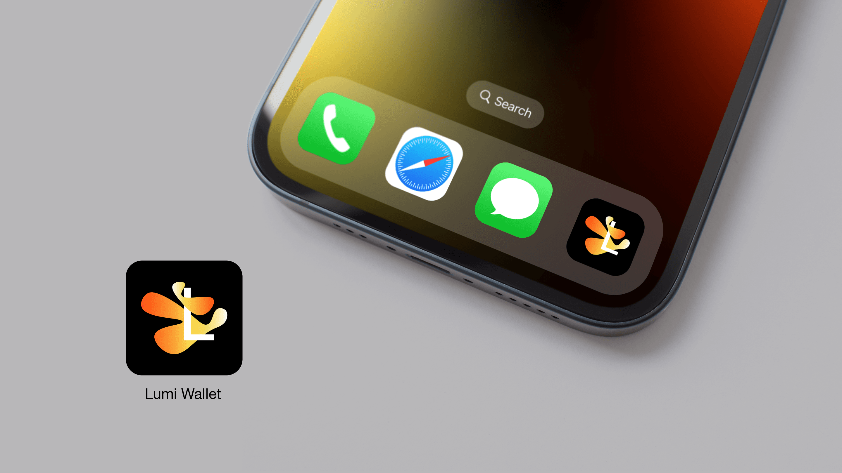 Lumi Wallet app icon on an iPhone home screen