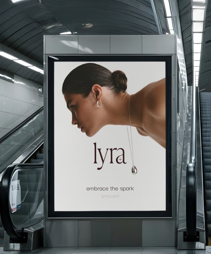 Lyra jewellery campaign on a station lightbox