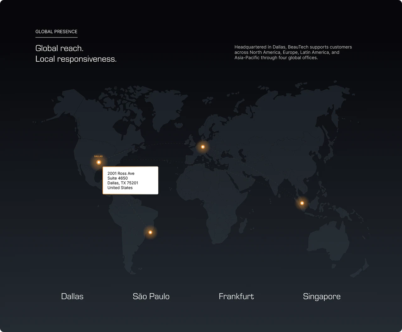 BeauTech global-presence map